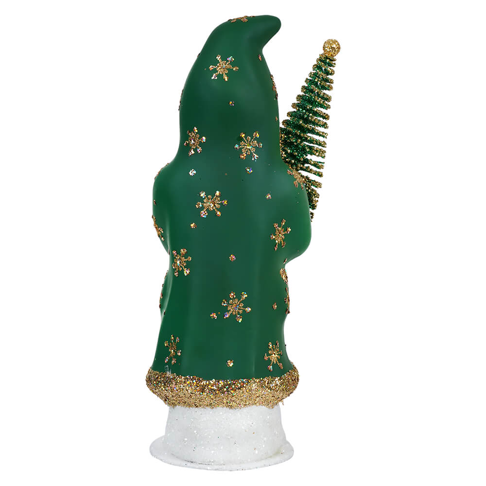 Ino Schaller Green Coat Santa With Gold Stars Holding Tree