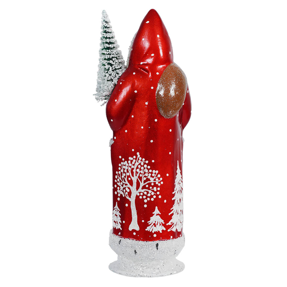 Ino Schaller Red Coat Santa With Ermine Edge Detail Holding Tree