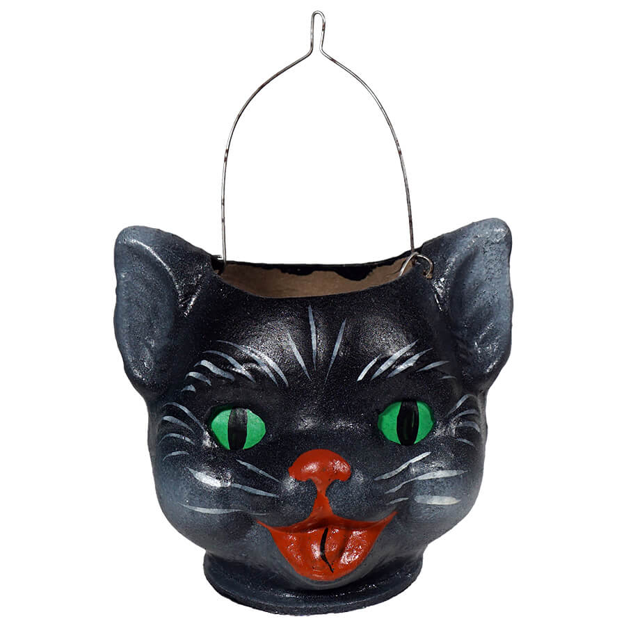Small Smiling Jack-O-Lantern Cat Bucket