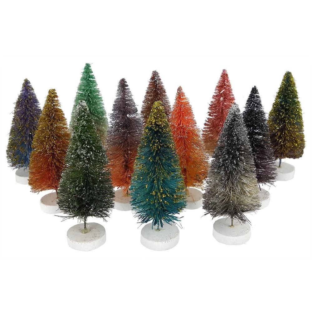 Small Glitter Ombre Multi-Hue Trees Box Set/12