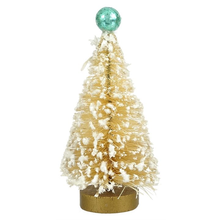 Mini Cream Tree with Turquoise Top Ornament