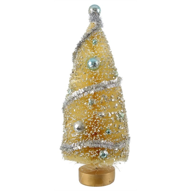 Cream Tree With Turquoise Ornaments 15"
