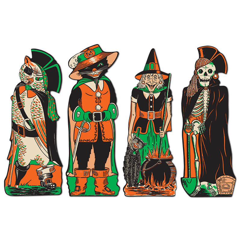 Vintage Halloween Fanci-Dress Cutouts Set/4