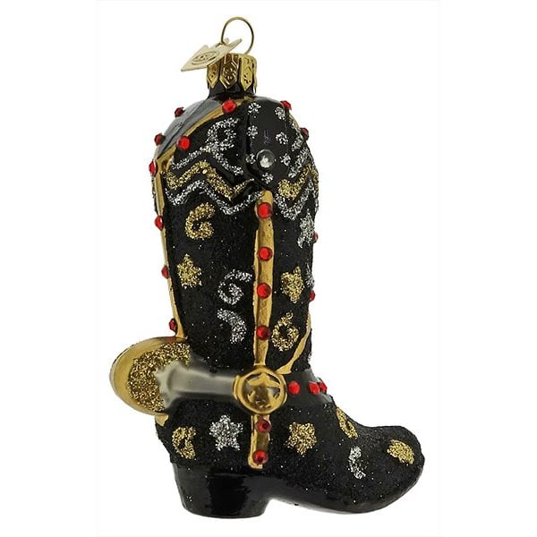 Black Cowboy Boot with Spur Ornament