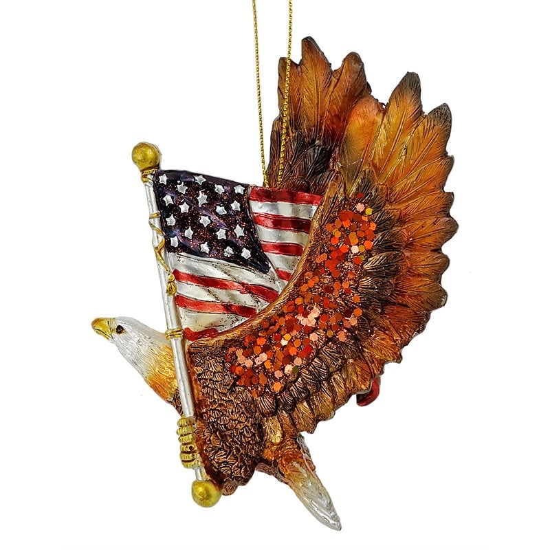 Patriotic Eagle with American Flag Ornament
