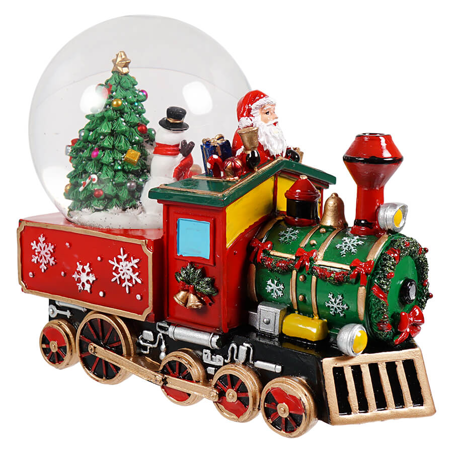 Musical Santa Driving Train Water Globe