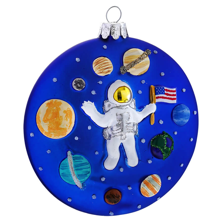 Glass Astronaut With Planets Ornament