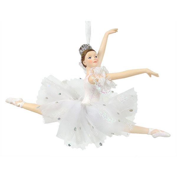 White Leaping Ballerina Ornament