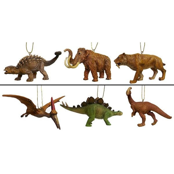 Prehistoric Dinosaur Ornaments Set/6