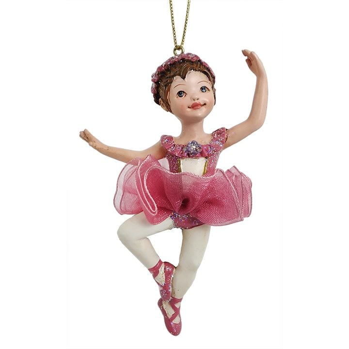 Precious Little Brunette Girl Ballerina Ornament