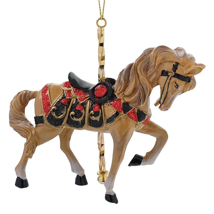 Tan Prancing Carousel Horse Ornament