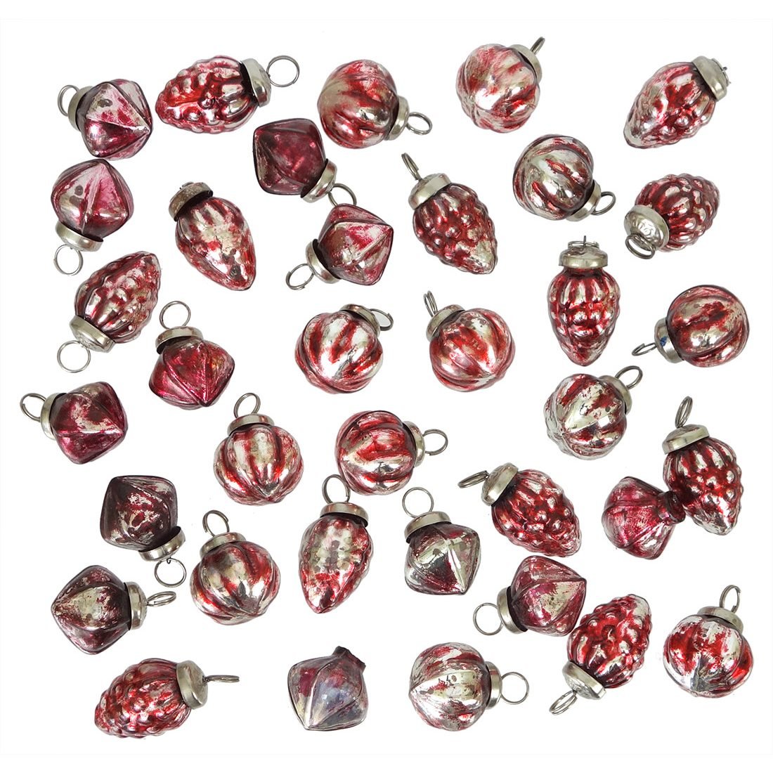 Silver and Red Mercury Shaped Ornaments
