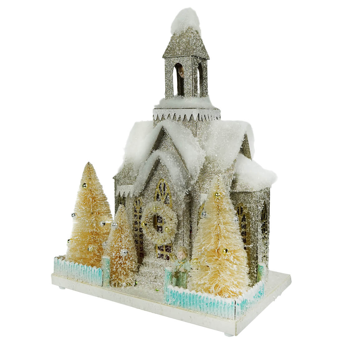 Snowy Glittered Paper Church