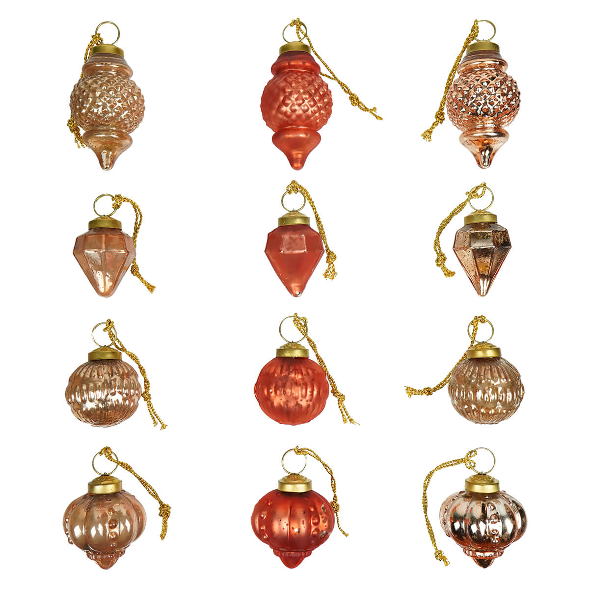 Red & Gold Glass Ornaments in Gift Box Set/12