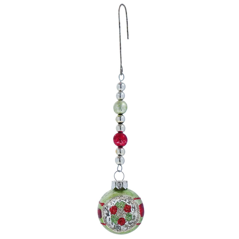Green & Red Indent Bead Hanger Ornament