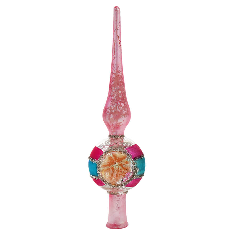 Pink Indent Glass Tree Topper
