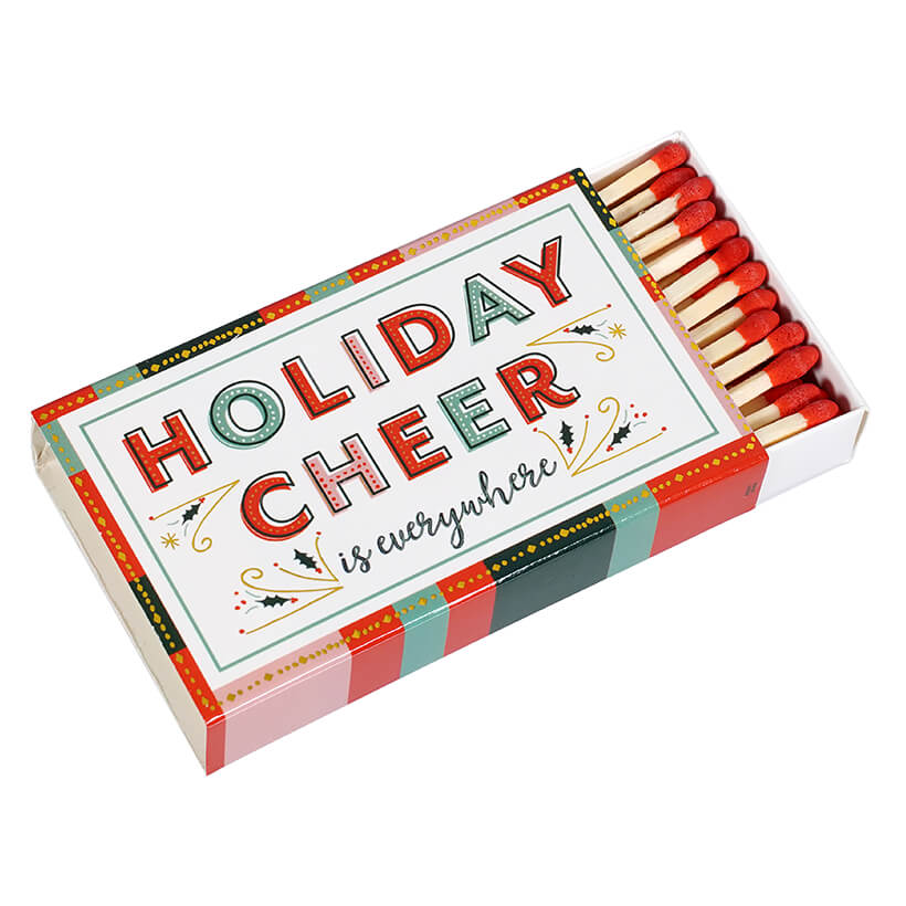 Safety Matches in Cheer Matchbox with Holiday Saying