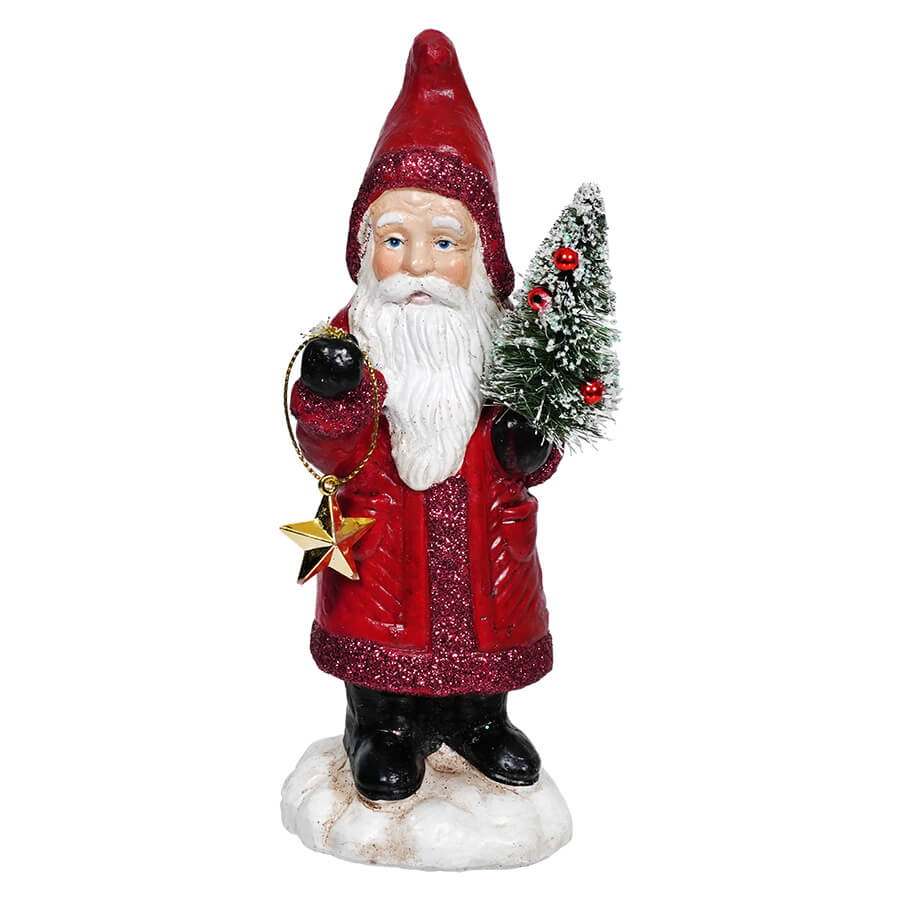 Santa With Bottle Brush Tree & Star