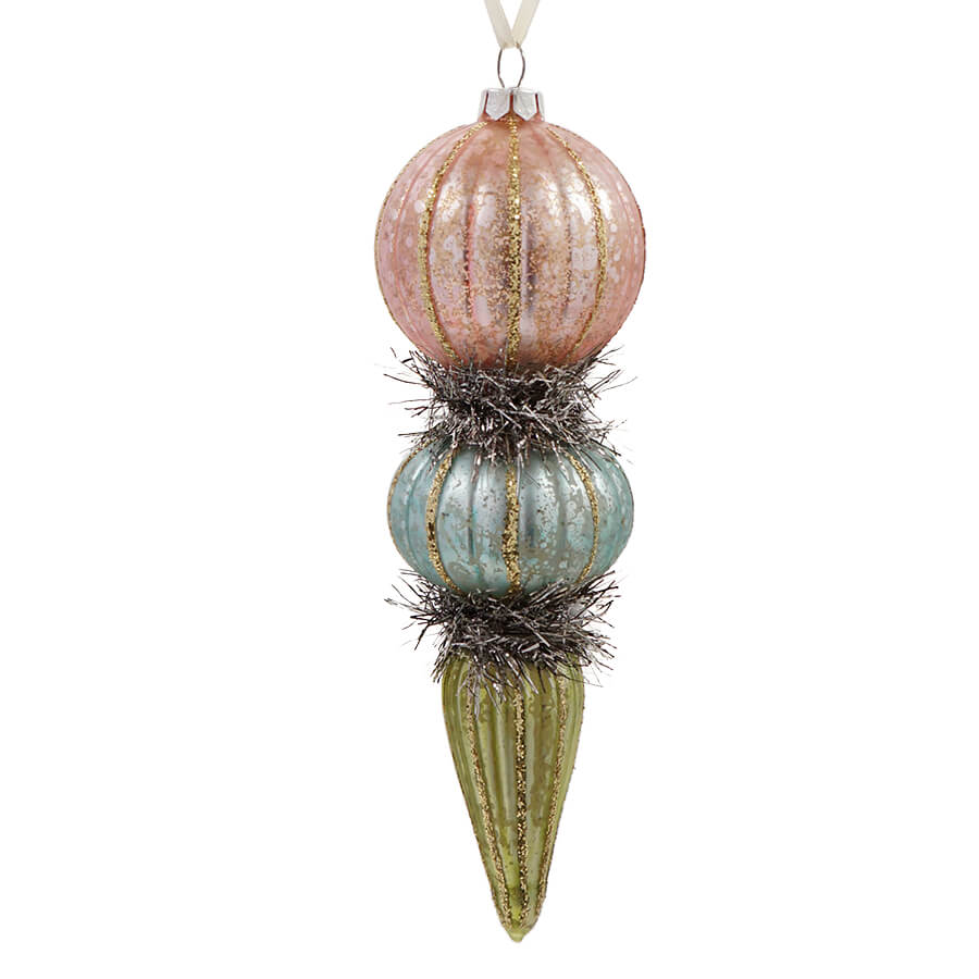 Hand-Painted Pink Mercury Glass Finial Ornament