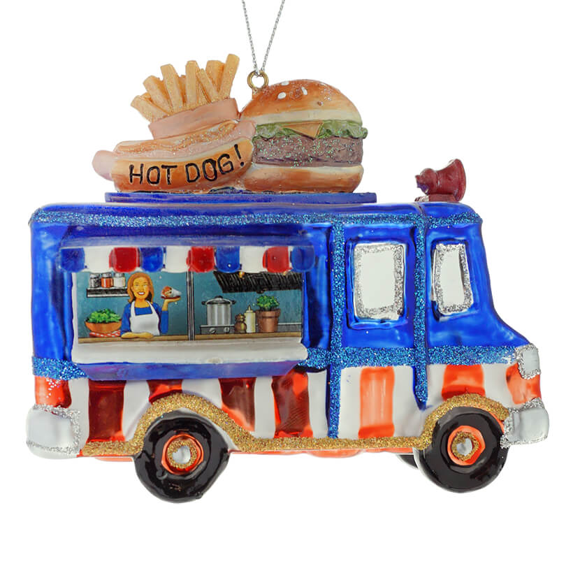 Glass Hot Dog Truck Ornament