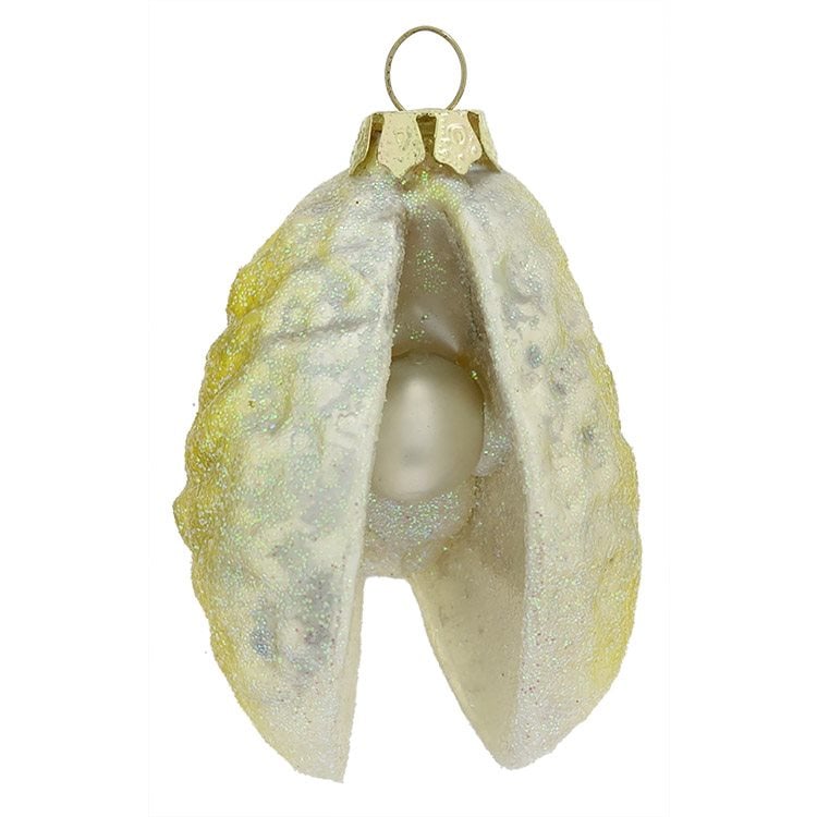 Yellow Clam Shell With Pearl Ornament