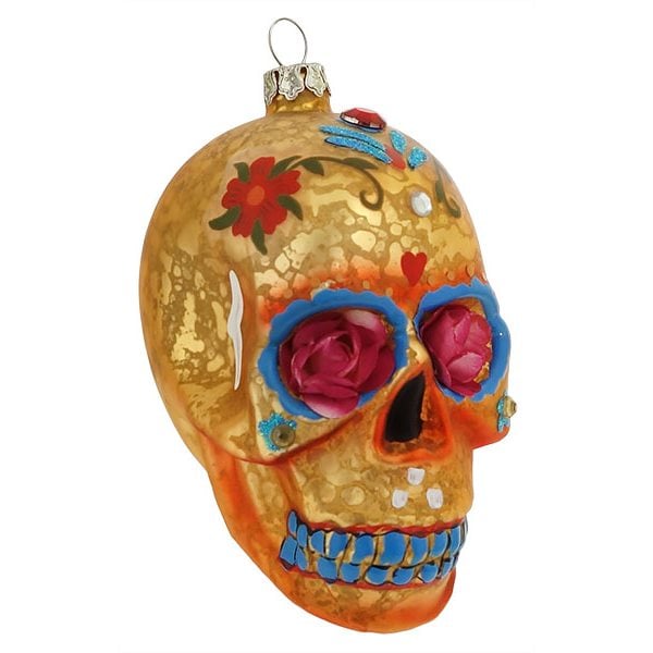 Orange Day of Dead Skull Ornament