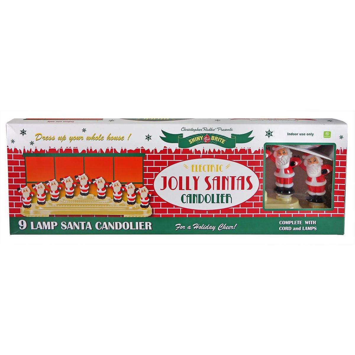Shiny Brite Jolly Santa 9 Light Candolier