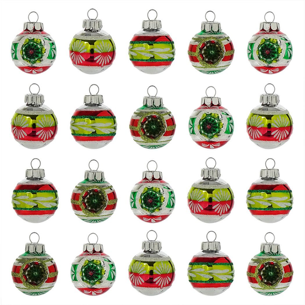 Holiday Splendor Reflector and Decorated Round Ornaments Set/20