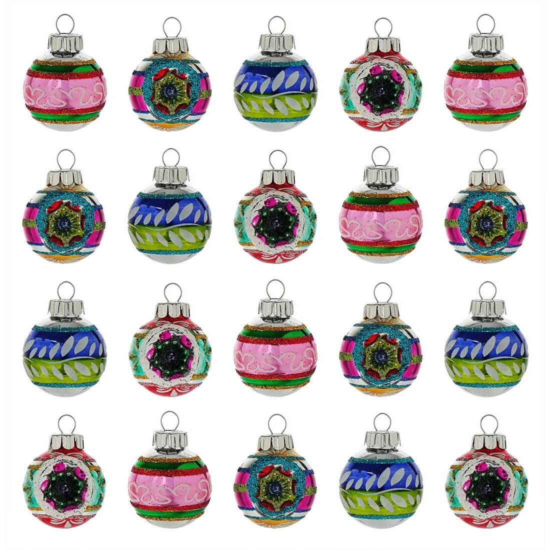 Christmas Confetti Reflector and Decorated Round Ornaments Set/20