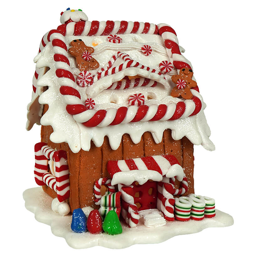Lighted Peppermint Gingerbread House
