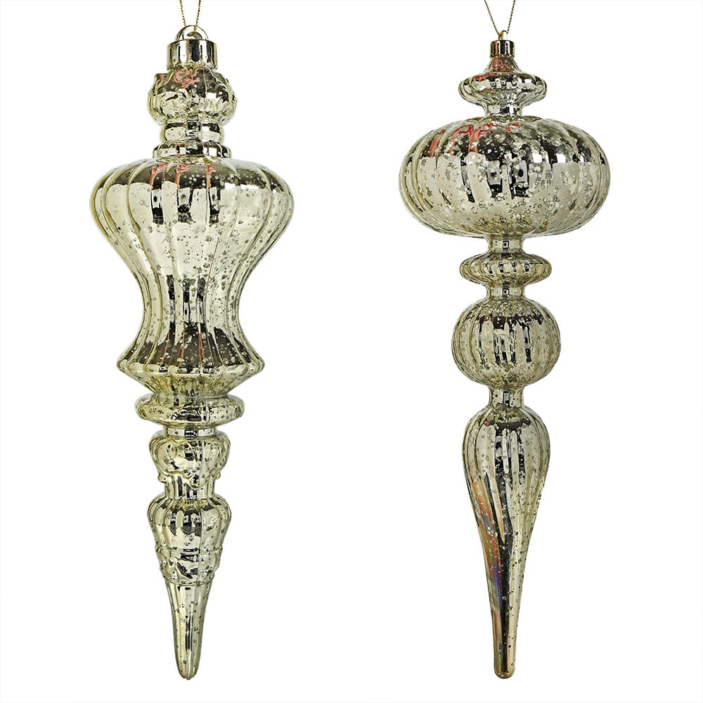 Distressed Gold Finial Ornaments Set/2
