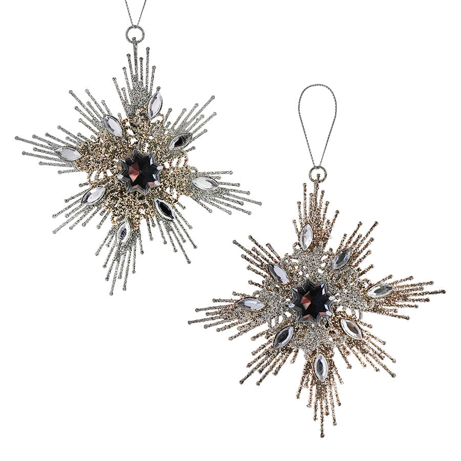 Metallic Gold & Silver Snowflake Ornaments Set/2