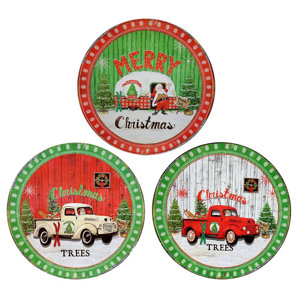 Retro Christmas Image Decor Plates Set/3