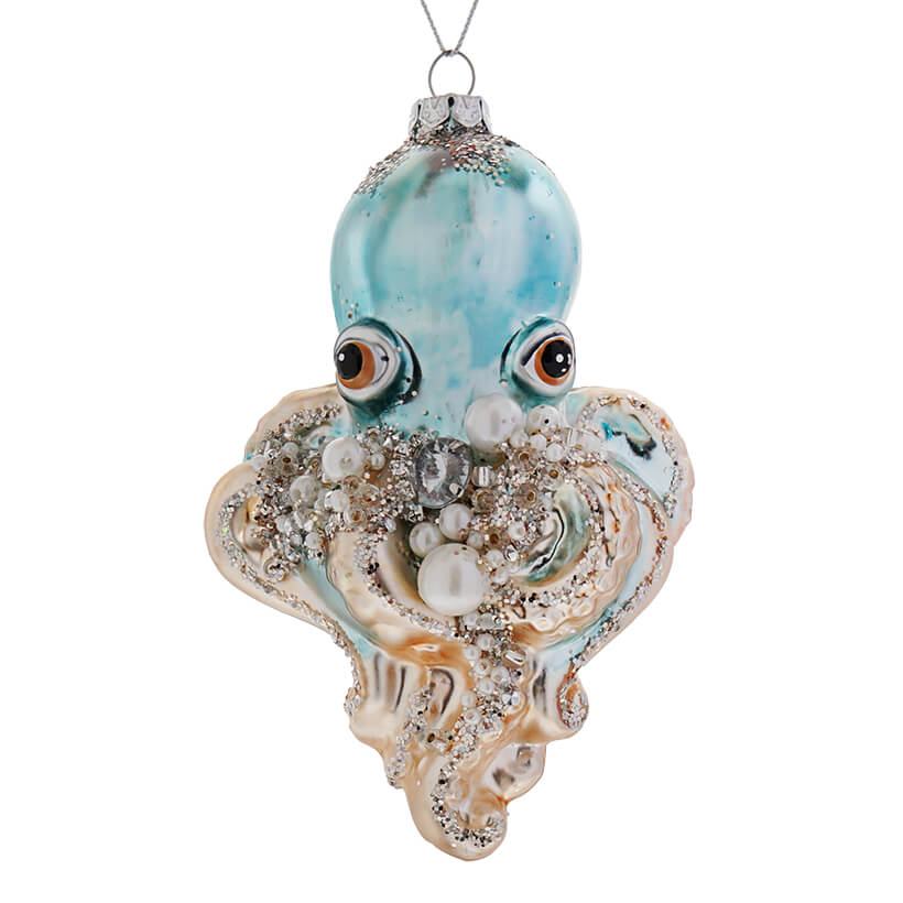 Jeweled Pastel Blue Octopus Ornament