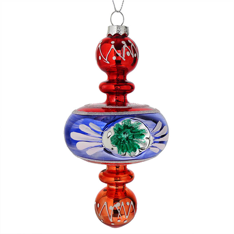 Retro Red & Blue Finial Ornament