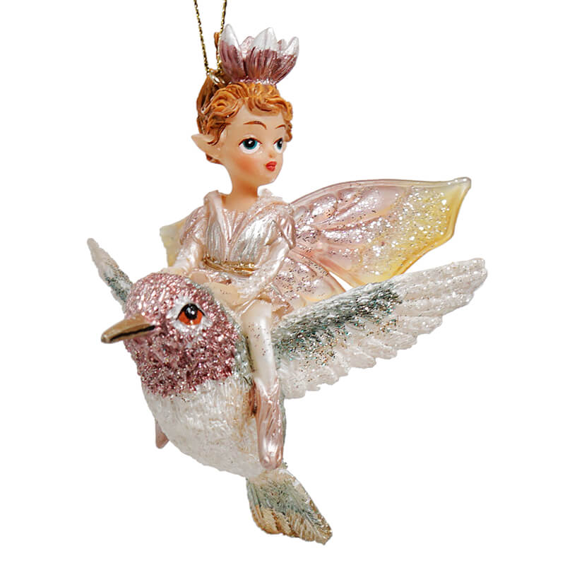 Fairy On Hummingbird Ornament