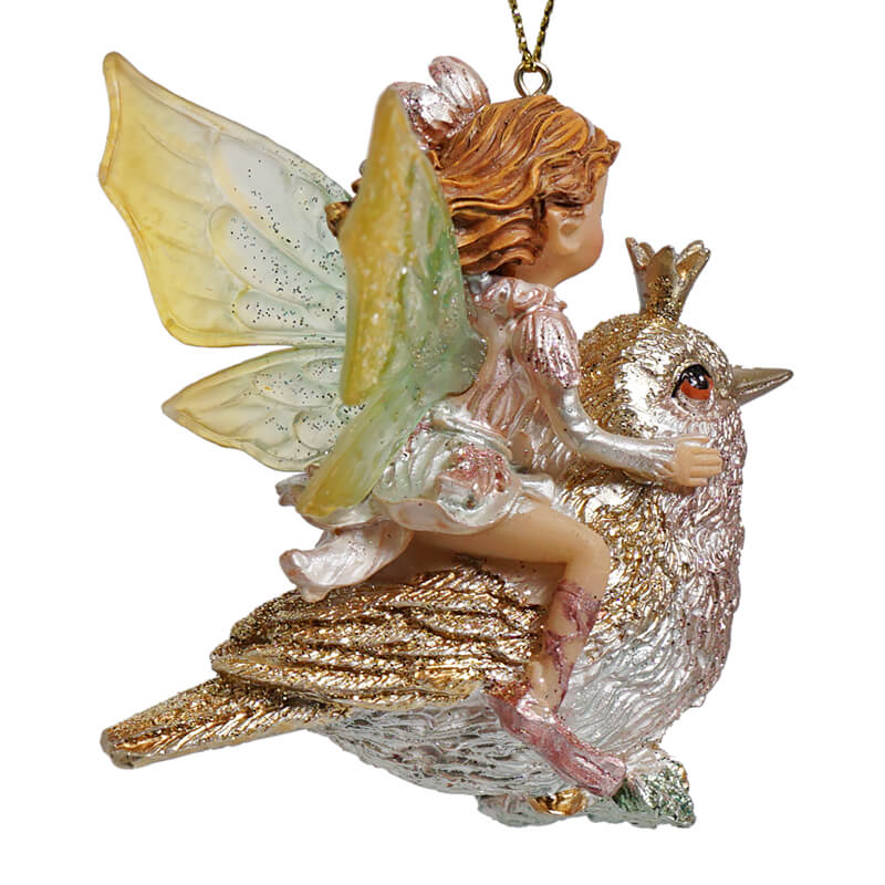 Fairy On Bird Ornament