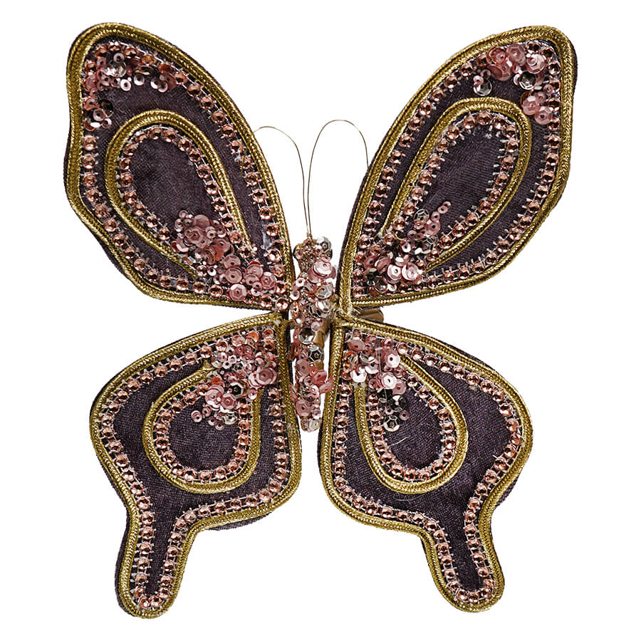 Purple Glittered & Jeweled Butterfly Ornament