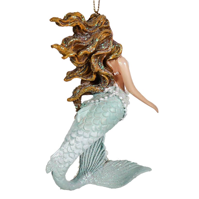 Blue & Purple Mermaid Holding Shell Ornament
