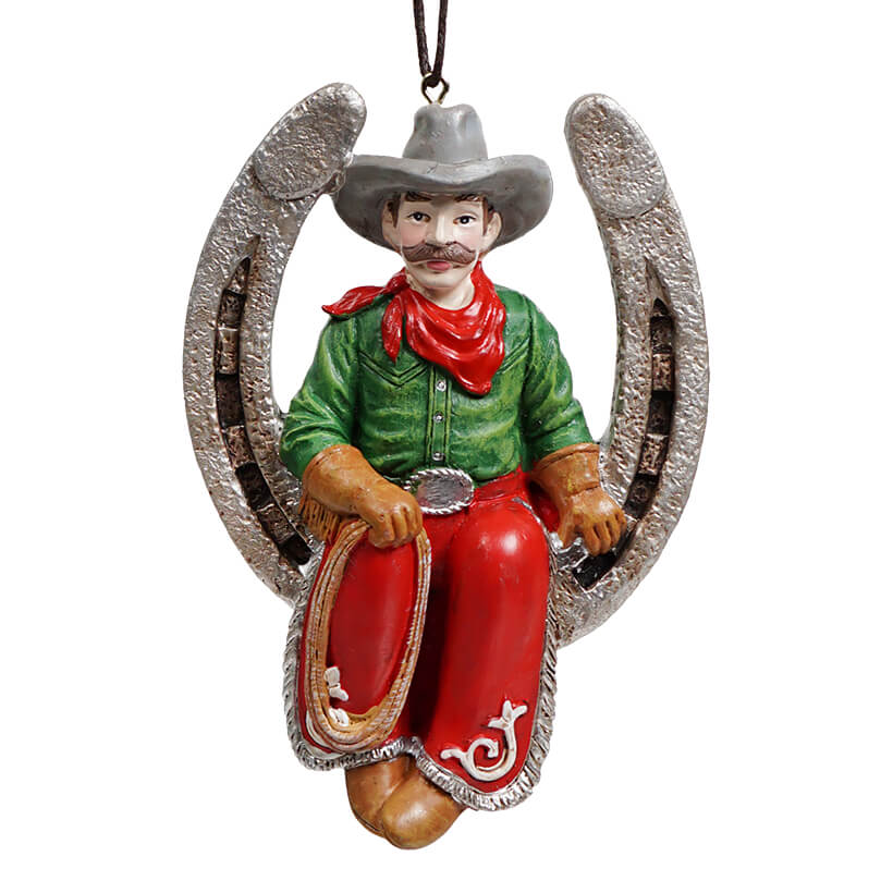 Western Horseshoe With Cowboy Ornament