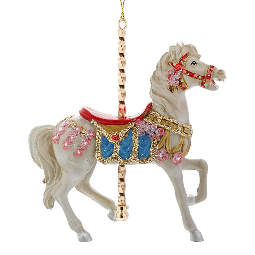 Grey Carousel Horse Ornament