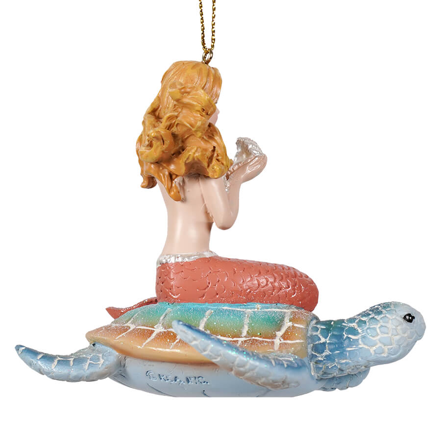 Under The Sea Mermaid Riding Sea Turtle Ornament
