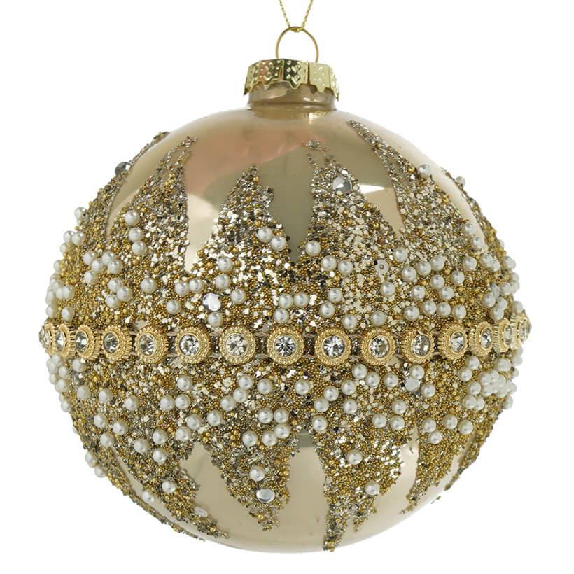 Gold Jeweled Ball Ornament