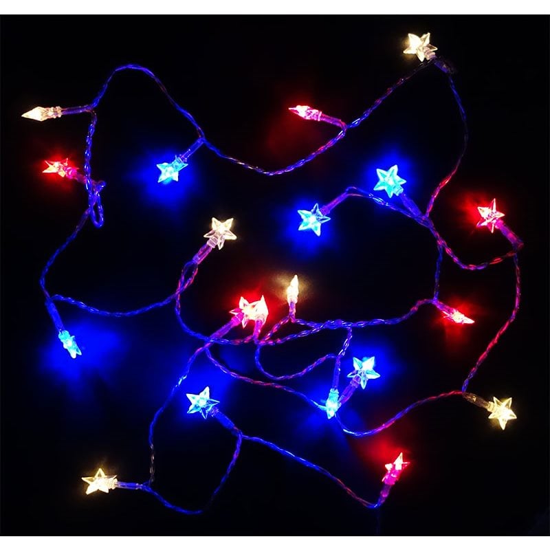 Patriotic Red, White And Blue Star Lights