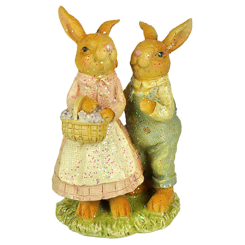 Farm Rabbit Couple Figure