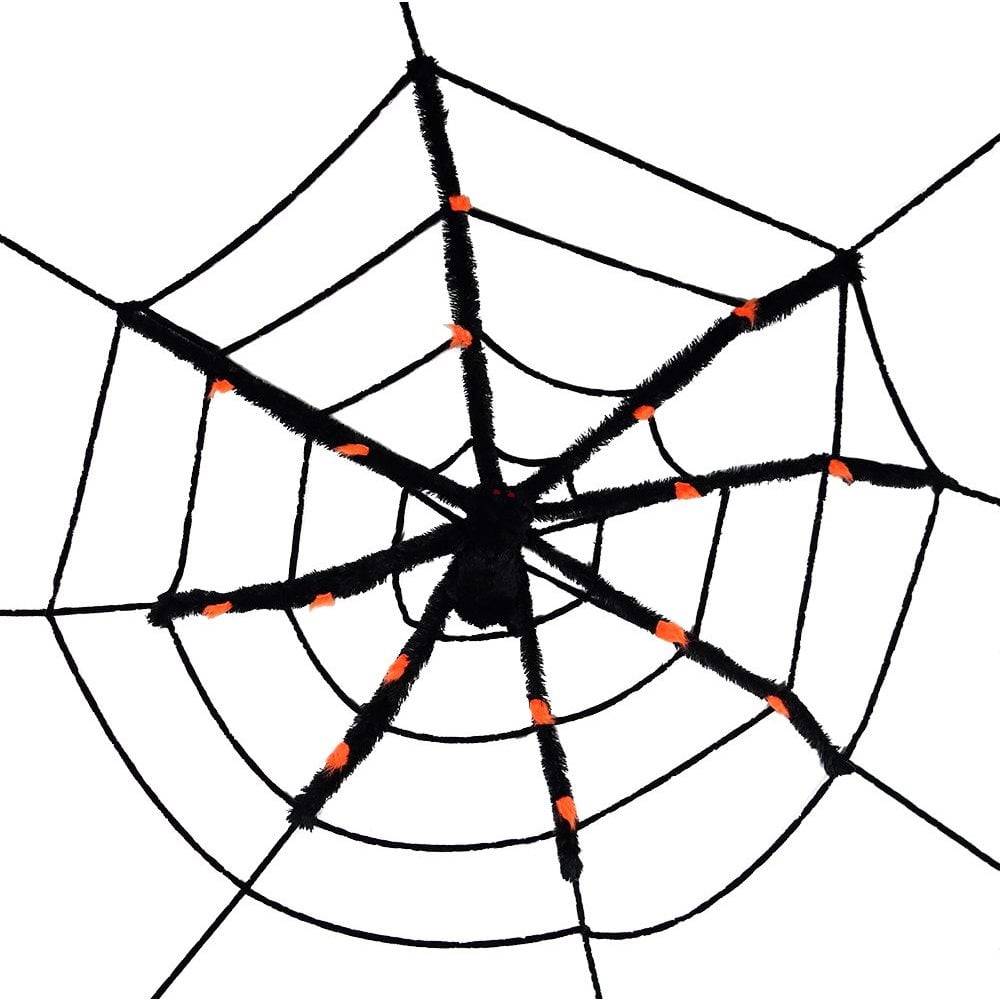 Giant Halloween Spider & Web with Orange Accents