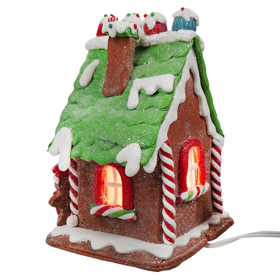 Green & Brown Lighted Gingerbread House With Gingerbread Man