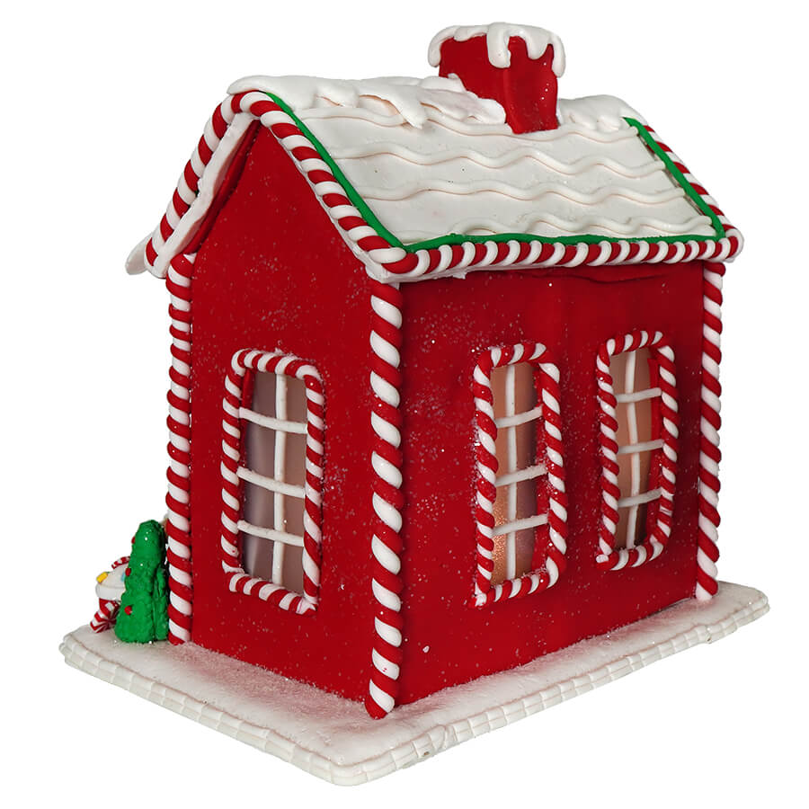 Lighted Red Gingerbread Candy House – Traditions
