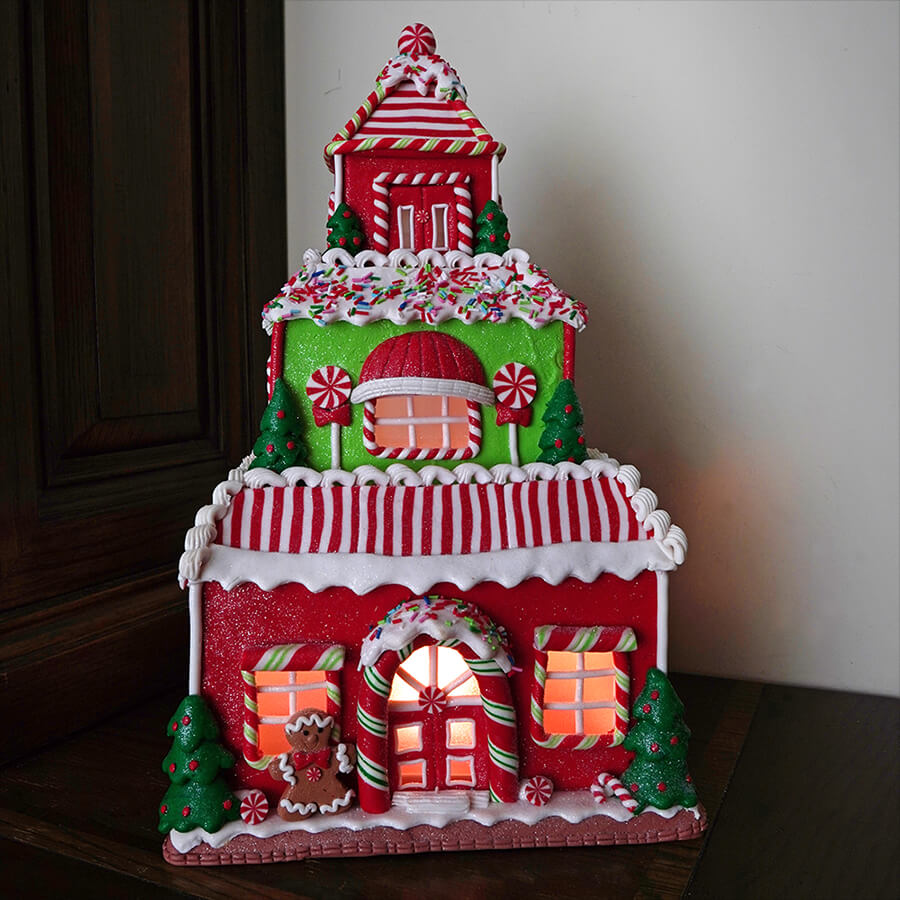Lighted Three Story Gingerbread House