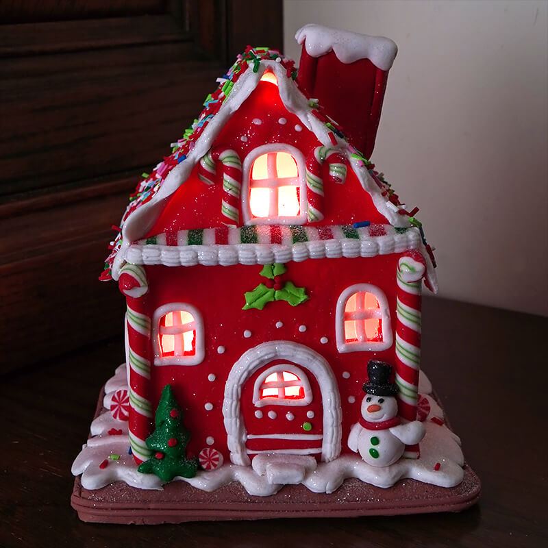Snowman Gingerbread LED House